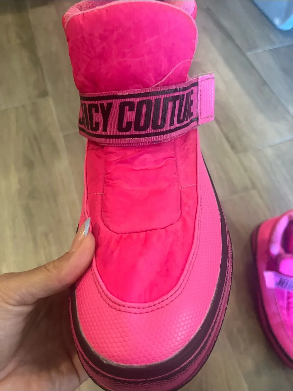 Juicy Couture Neon Pink High-Top Strap Ankle Sneakers